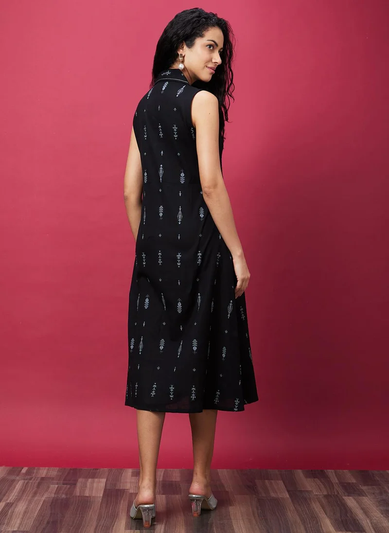 globus Globus Women Ethic Motif Printed A Line Midi Dress